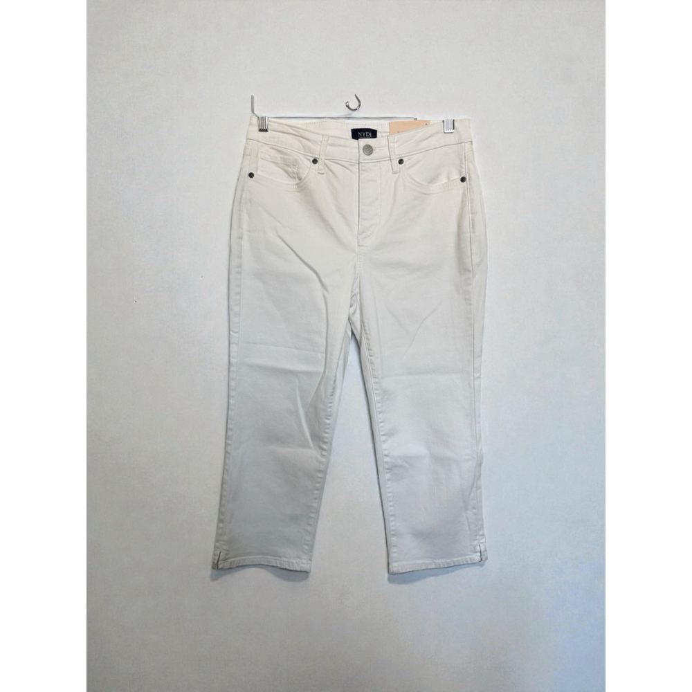 NYDJ Slimming Harper Crop Straight‎ Leg Jeans 6 Women White New With Tags Read